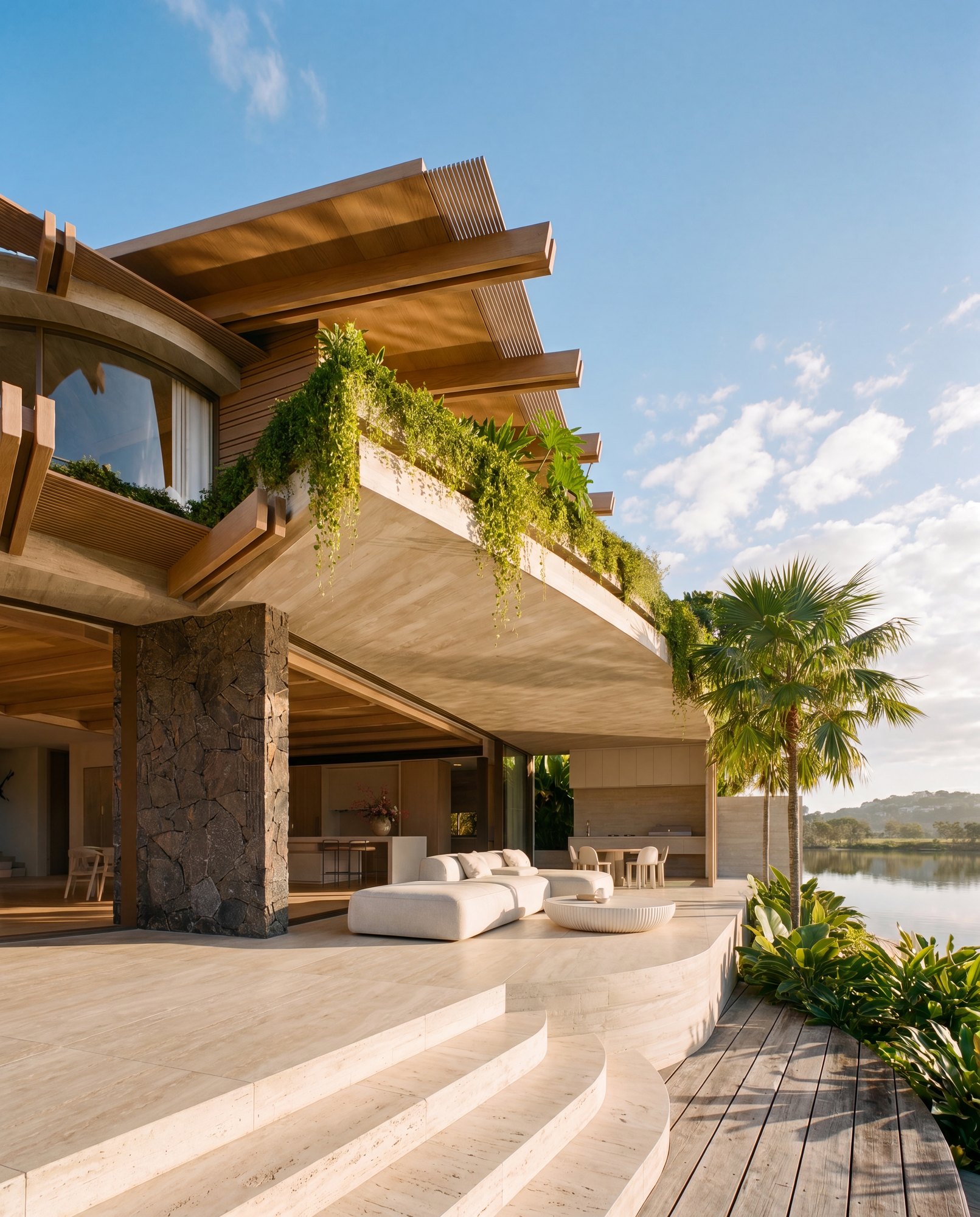 Waterfront residence terrace, Paul Clout Design